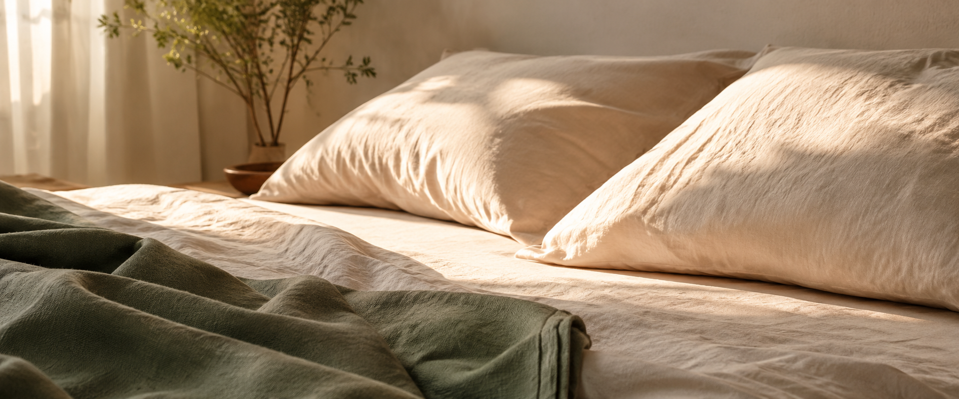 Soft dawn light over a calm bedroom representing sleep quality